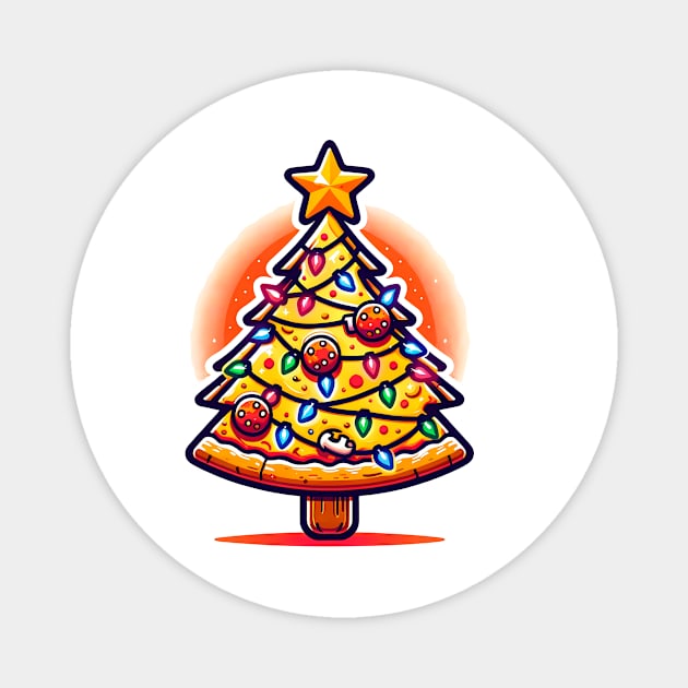 Xmas Tree with Pizza, Funny Pizza Lover Magnet by logiamerch